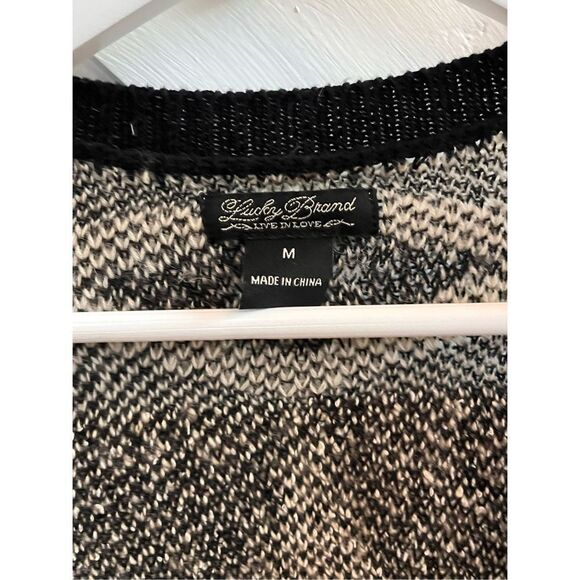 Lucky Brand Black & Cream Tribal Blanket Print sz M EUC - Picture 5 of 7